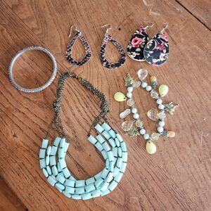Jewelry Bundle 5 Pc Turquoise Colored Necklace Bracelets Earrings Boho Set